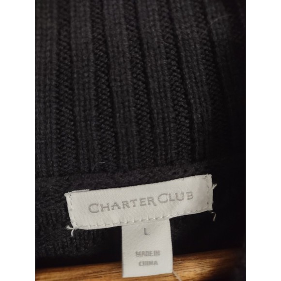 Charter Club Cable Knit Sweater Pullover Top Black NWT Women's Size Large - Picture 8 of 9